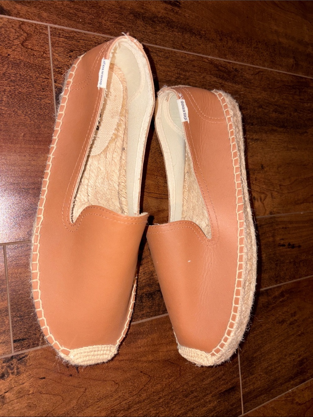 Soludos Tan Espadrille Leather Slip-On Flats